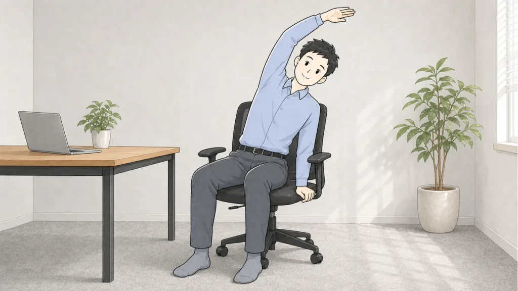 座位体側伸ばし