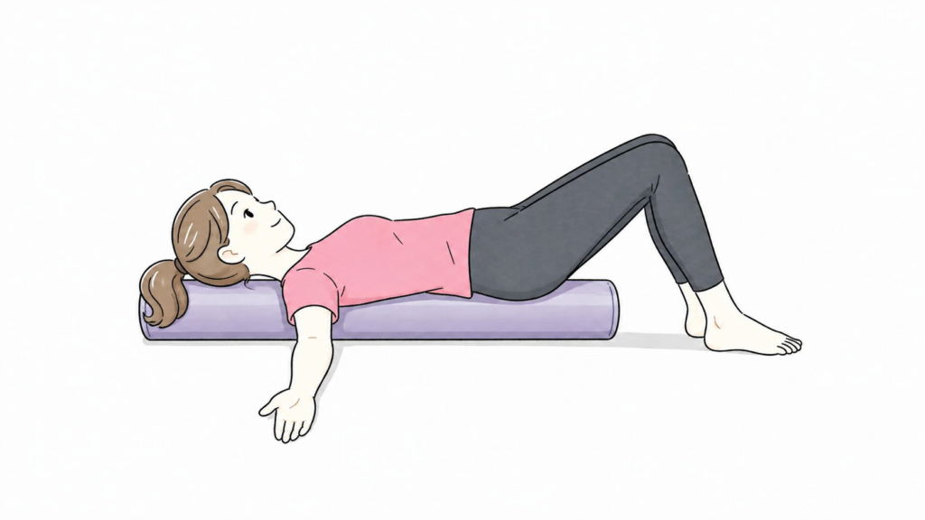 ストレッチポールに背中を沿わせて寝る基本の使い方