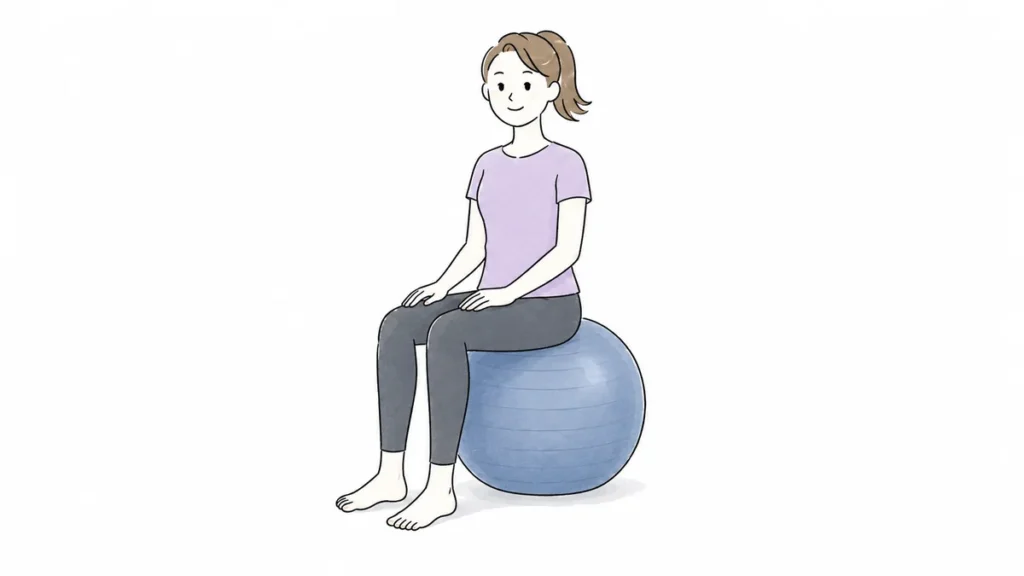バランスボールに座る女性