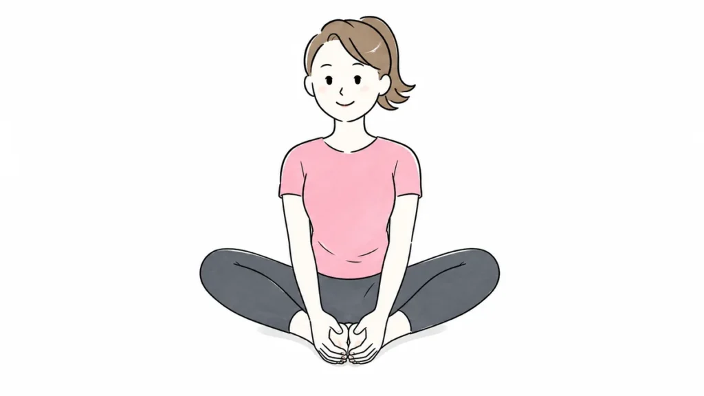 股関節内側を伸ばすバタフライストレッチの姿勢