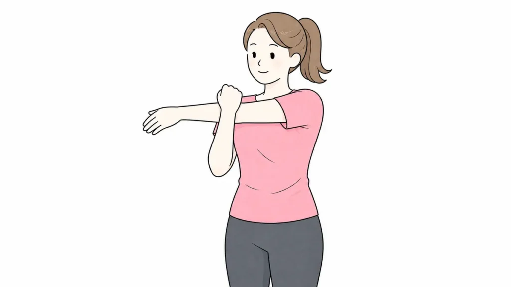 痛みのない範囲で行うクロスボディ肩ストレッチ