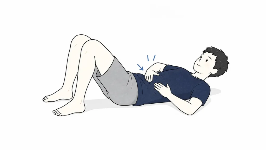 仰向けでお腹を引き込むドローインの姿勢