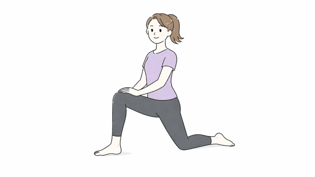 腸腰筋ストレッチをする女性