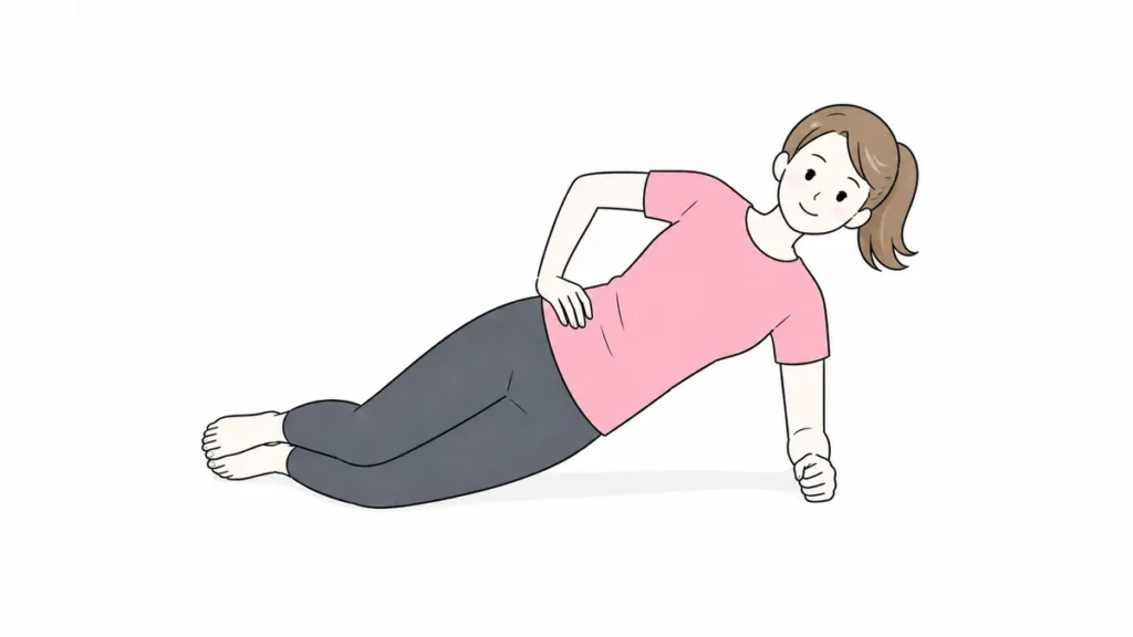 膝をついて行う初心者向けサイドプランク