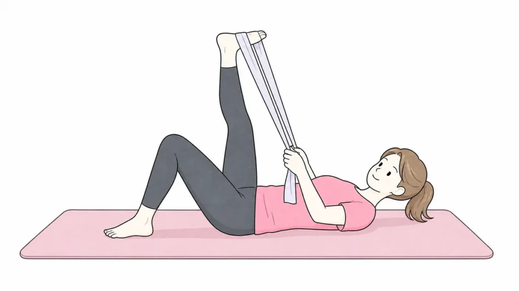 レジスタンスバンドを使ったハムストリングストレッチ