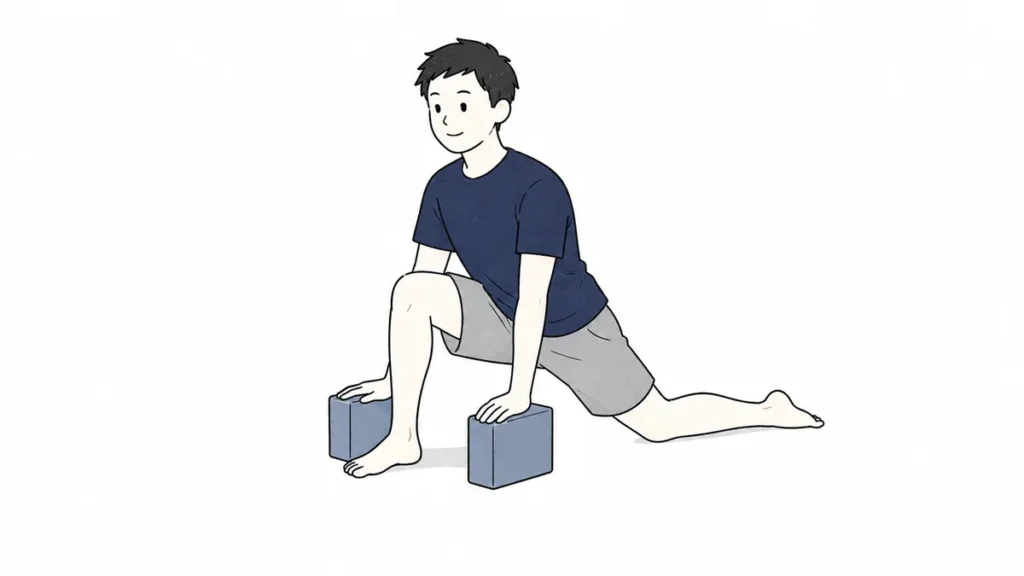 2個のヨガブロックでローランジを支える姿勢