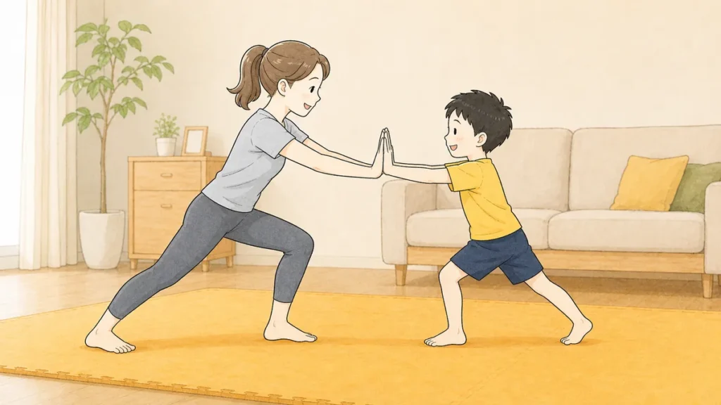 親子壁プッシュ