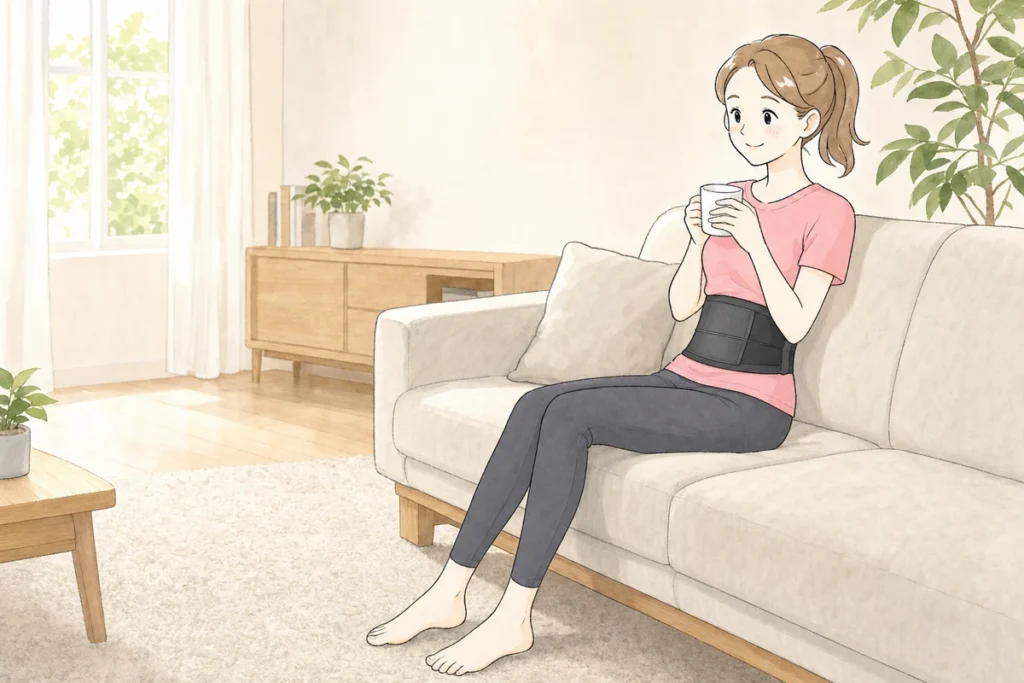 EMSをながら使いする女性