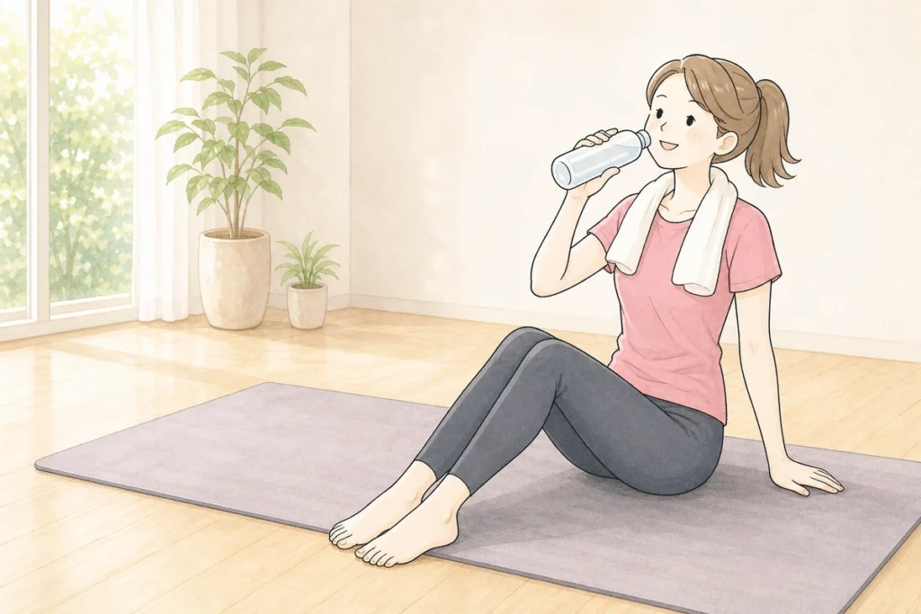 水分補給する女性