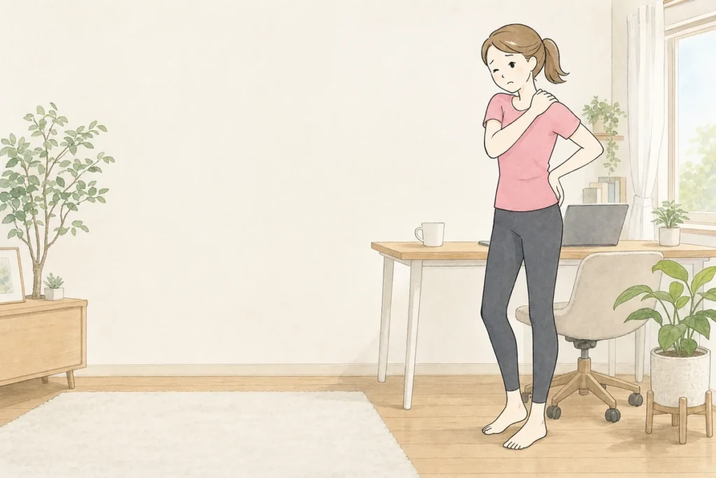 肩こりや腰痛で悩む女性